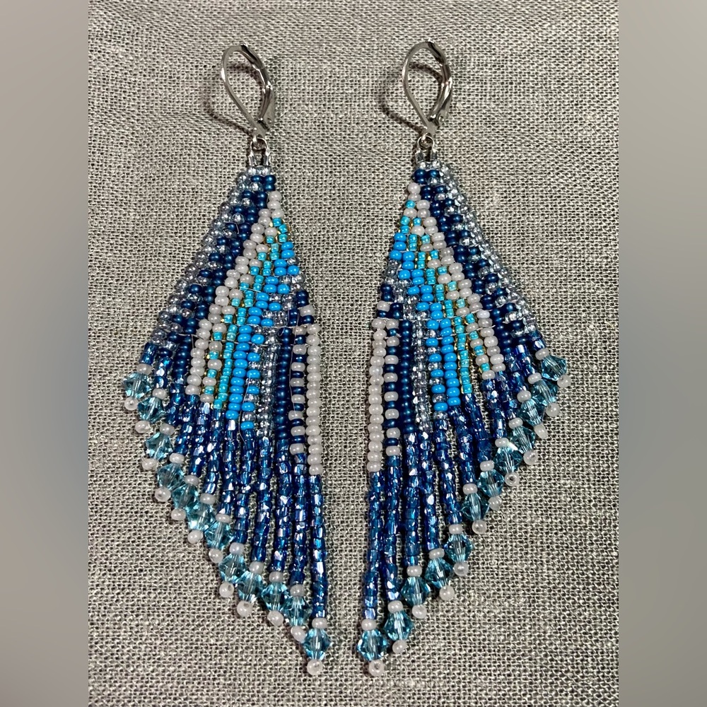 Seaside Angular Stripes Beaded Earrings - image 1